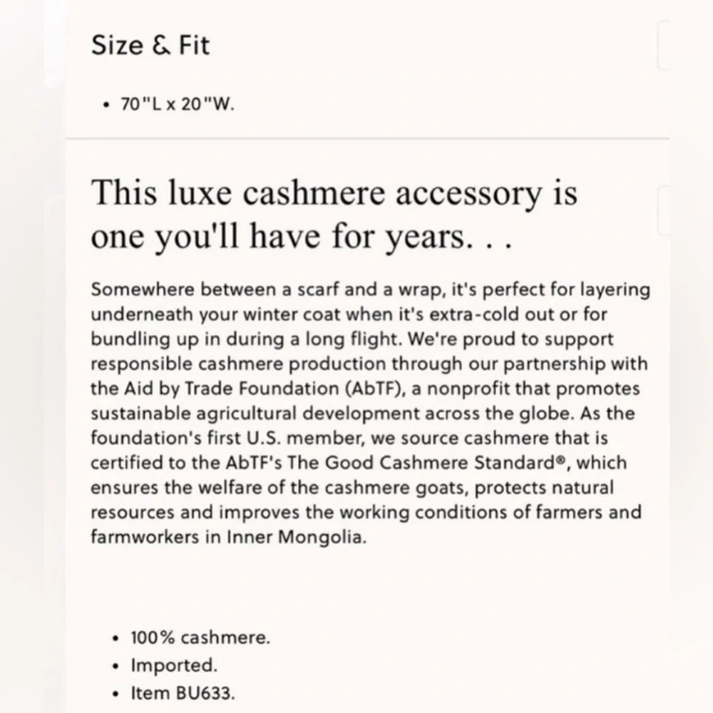 J Crew Cashmere Scarf NWT Heather Chocolate 70”L x 20”W - Picture 3 of 3